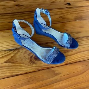Adrianna Papell navy embellished evening sandals 9